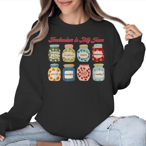 Inclusion Is My Jam Special Education Teacher Autism Women Crewneck Sweatshirt - teacherstshirts.com