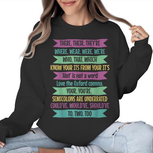 Their There And They'Re English Teacher Men Women Women Crewneck Sweatshirt - teacherstshirts.com