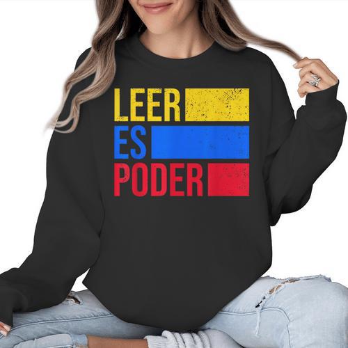 Leer Es Poder Colombian Spanish Teacher Maestra Colombia Women Crewneck Sweatshirt - teacherstshirts.com DE