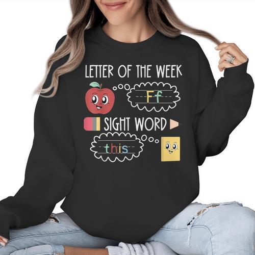 Letter Of The Week Ff Sight Word Teacher Squad Women Crewneck Sweatshirt - teacherstshirts.com AU