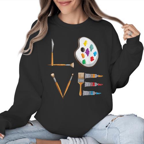 Love Art For Artist Art Teacher Women Crewneck Sweatshirt - teacherstshirts.com AU