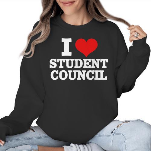 I Love Student Council Student Teacher Women Crewneck Sweatshirt - teacherstshirts.com