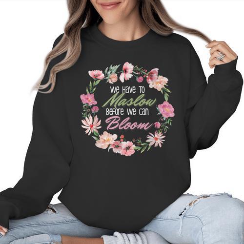 Maslow Before Blooms SPED Teacher School Psychologist Retro Men Women Women Crewneck Sweatshirt - teacherstshirts.com CA