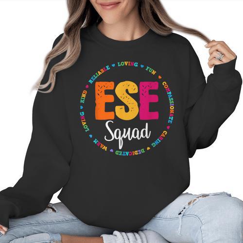 Matching ESE Squad First Last Day Team Teacher Student Tribe Women Crewneck Sweatshirt - teacherstshirts.com