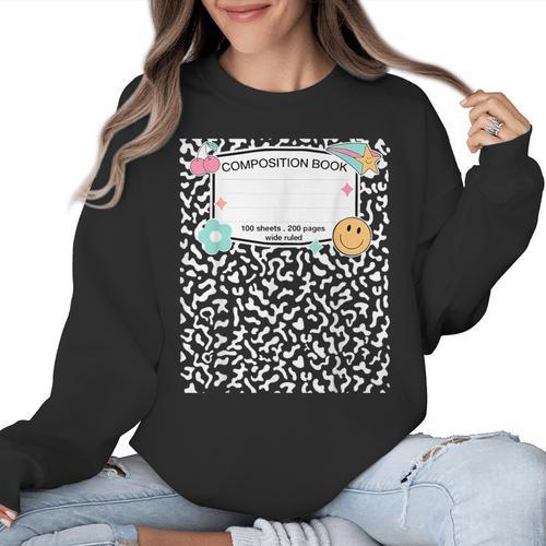 Matching Group Halloween Teacher Composition Book Notebook Women Crewneck Sweatshirt - teacherstshirts.com CA