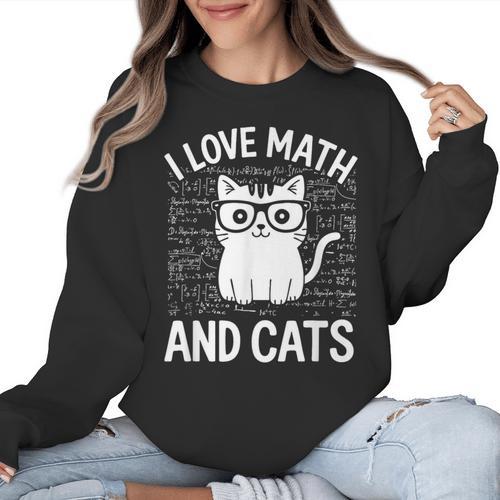 Math And Cats Apparel For Teachers Students Cat Lovers Women Crewneck Sweatshirt - teacherstshirts.com UK