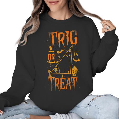 Math Teacher Nerd Student Halloween Trig Or Treat Women Crewneck Sweatshirt - teacherstshirts.com AU