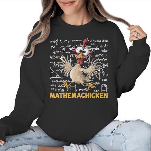 Mathemachicken Chicken Math Teacher Back To School Women Crewneck Sweatshirt - teacherstshirts.com