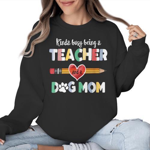 Mothers Day For Teacher Dog Lover Dog Mom Teacher Women Crewneck Sweatshirt - teacherstshirts.com UK