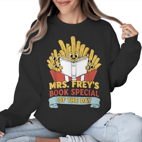 Mrs Frey Book Special Reading Elementary Teacher Women Crewneck Sweatshirt - teacherstshirts.com
