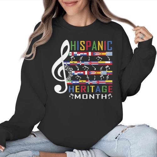 Music Teacher Kid National Hispanic Heritage Month Women Crewneck Sweatshirt - teacherstshirts.com