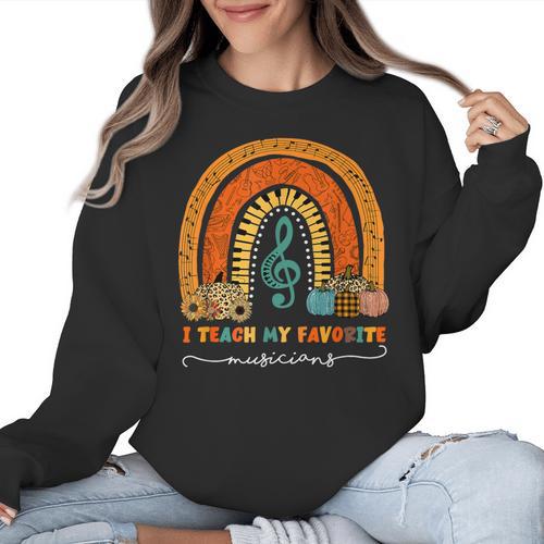 Music Teacher I Teach My Favorite Musicians Autumn Rainbow Men Women Women Crewneck Sweatshirt - teacherstshirts.com