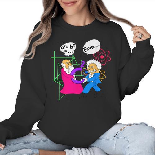 Nerdy Pythagoras Fighting Over C Squared Math Teacher Women Crewneck Sweatshirt - teacherstshirts.com CA