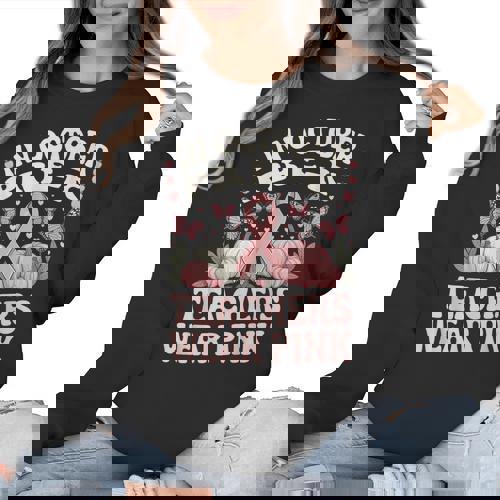 In October Pre-K Teachers Wear Pink Ribbon Breast Cancer Women Crewneck Sweatshirt - teacherstshirts.com