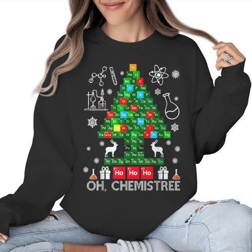 Oh Chemistree Scientist Chemical Christmas Xmas Teacher Women Crewneck Sweatshirt - teacherstshirts.com CA