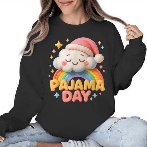 Pajama Day School Spirit Week Sleepy Cloud Teacher Student Women Crewneck Sweatshirt - teacherstshirts.com UK