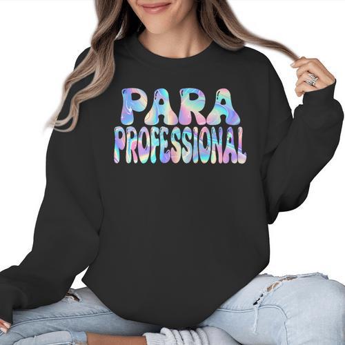 Paraprofessional Groovy Back To School Cute Teachers Women Women Crewneck Sweatshirt - teacherstshirts.com