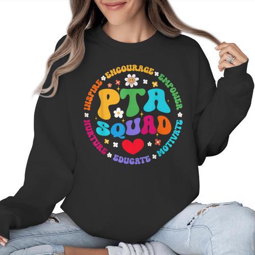 Parents Teacher Association Team Supporter PTA Squad For Men Women Girls Kids Women Crewneck Sweatshirt - teacherstshirts.com CA