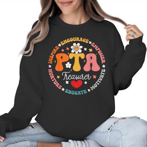 Parents Teacher Association Team Supporter PTA Treasurer For Men Women Girls Kids Women Crewneck Sweatshirt - teacherstshirts.com CA
