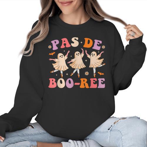 Pas De BOO-Rée Ballet Ghost Dancer Dance Teacher Halloween Women Crewneck Sweatshirt - teacherstshirts.com