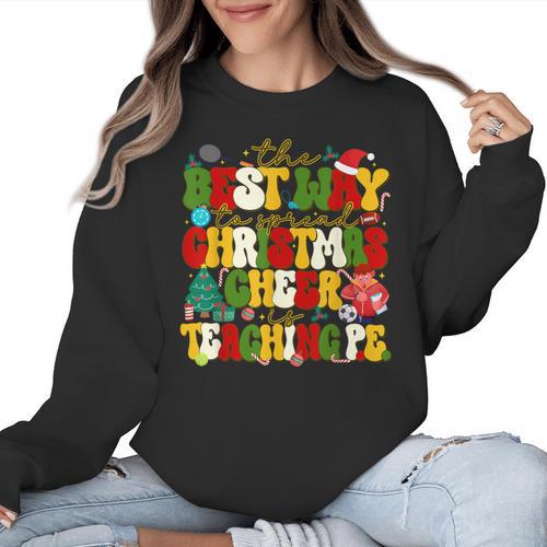 PE Teacher Christmas Holiday Women Crewneck Sweatshirt - teacherstshirts.com UK