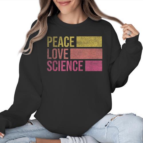 Peace Love Science Lovers Math Chemistry Teacher Women Crewneck Sweatshirt - teacherstshirts.com AU