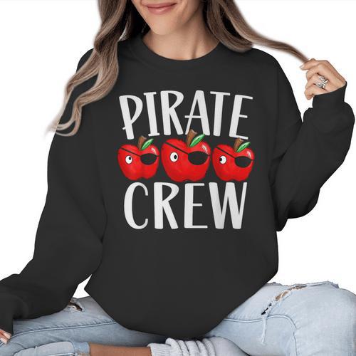 Pirate Crew Pirate Teacher Team Squad Talk Like A Pirate Day For Men Women Kids Women Crewneck Sweatshirt - teacherstshirts.com AU