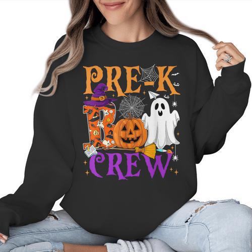 Pre-K Boo Crew Teacher Student Halloween Costume Women Crewneck Sweatshirt - teacherstshirts.com UK