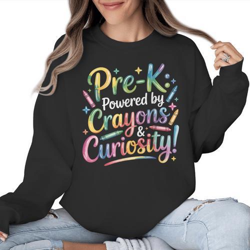 Pre-K Crayons & Curiosity Preschool Teachers Life Tie Dye Women Crewneck Sweatshirt - teacherstshirts.com