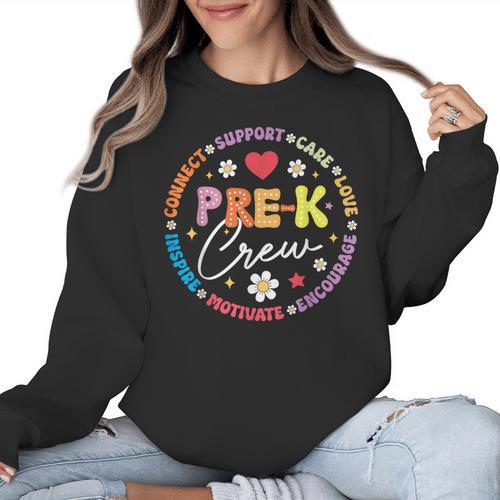 Pre-K Crew 1st Day Of School Preschool Teacher Women Crewneck Sweatshirt - teacherstshirts.com AU