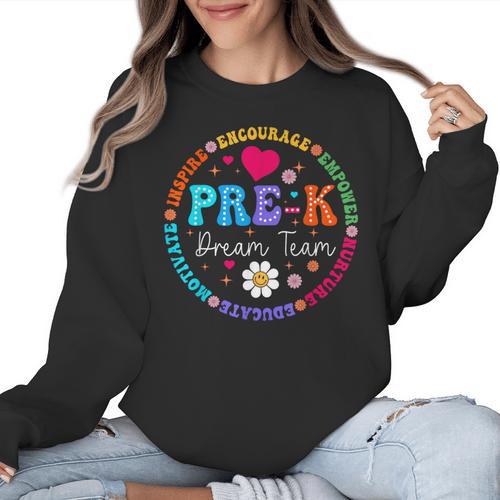 Pre K Dream Team Back To School Boys First Day Teacher Women Crewneck Sweatshirt - teacherstshirts.com AU