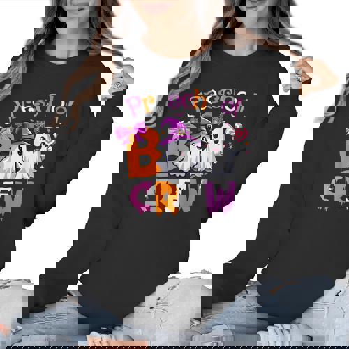 Preschool Boo Crew Preschool Halloween Costume Teacher Kid Women Crewneck Sweatshirt - teacherstshirts.com