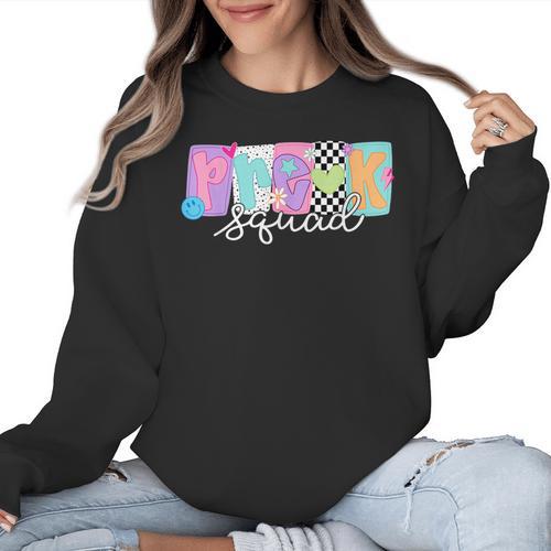 Preschool Squad Team Pre-K Crew Back To School Teacher Women Crewneck Sweatshirt - teacherstshirts.com UK