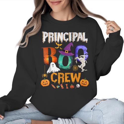 Principal Boo Crew Teacher Student Halloween Costume For Men Women Kids Women Crewneck Sweatshirt - teacherstshirts.com AU