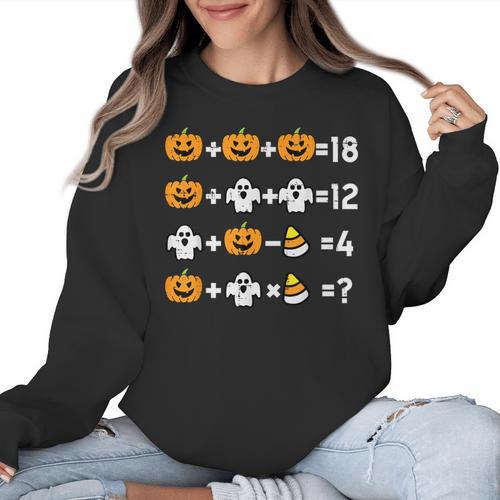 Pumpkin Ghost Equation Math Teacher Halloween Costume Women Crewneck Sweatshirt - teacherstshirts.com CA
