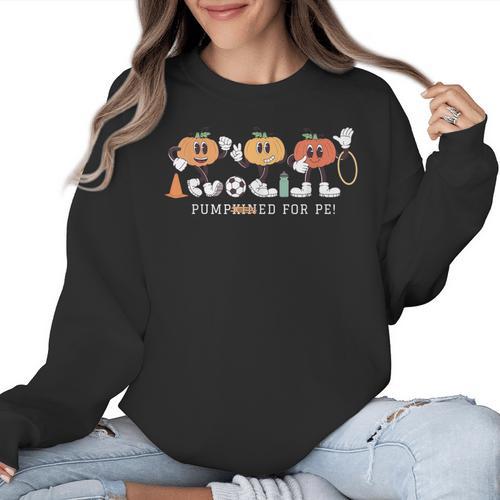 Pumpkin PE Teacher Team Physical Education Autumn Fall Women Crewneck Sweatshirt - teacherstshirts.com UK