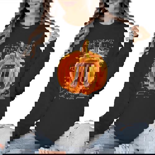 Pumpkin Pie Halloween Thanksgiving Math Teacher Pi Day Women Crewneck Sweatshirt - teacherstshirts.com