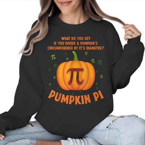 Pumpkin Pie Pi Math Teacher Shirt Halloween Men Adult Women Crewneck Sweatshirt - teacherstshirts.com CA