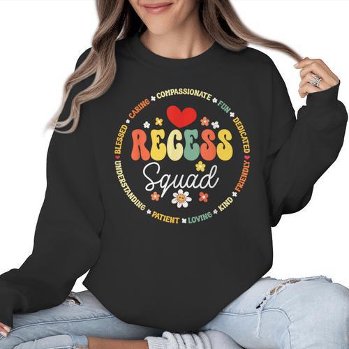Recess Squad Crew Teachers Students Monitor Back To School Women Crewneck Sweatshirt - teacherstshirts.com DE