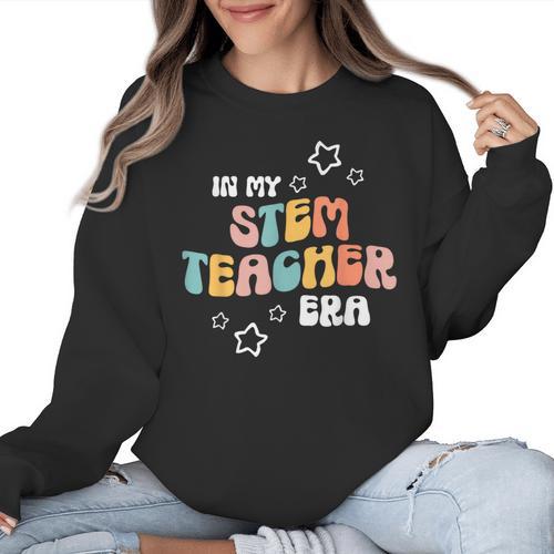 Retro Boho Math Science Professor In My STEM Teacher Era Women Crewneck Sweatshirt - teacherstshirts.com UK