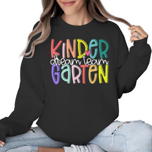 Retro Kindergarten Dream Team Back To School Teacher Kids Women Crewneck Sweatshirt - teacherstshirts.com UK
