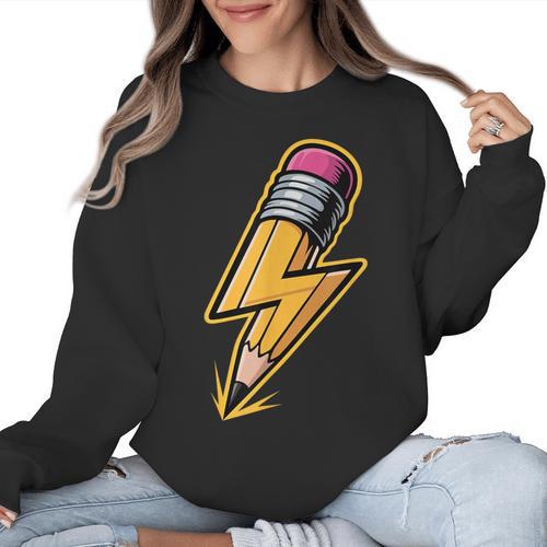 Retro Pencil Pencil Back To School Teacher Student Women Crewneck Sweatshirt - teacherstshirts.com AU