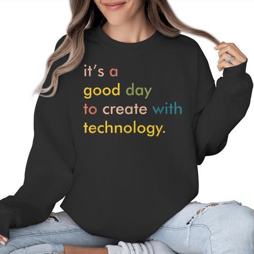 Retro Technology Teacher Shirt Tech Teacher Women Crewneck Sweatshirt - teacherstshirts.com DE