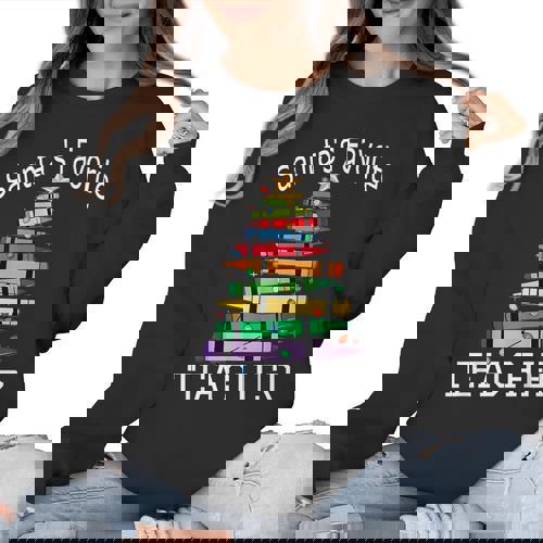 Santa&#x27;s Favorite Teacher Idea For Christmas Teachers Women Crewneck Sweatshirt - teacherstshirts.com