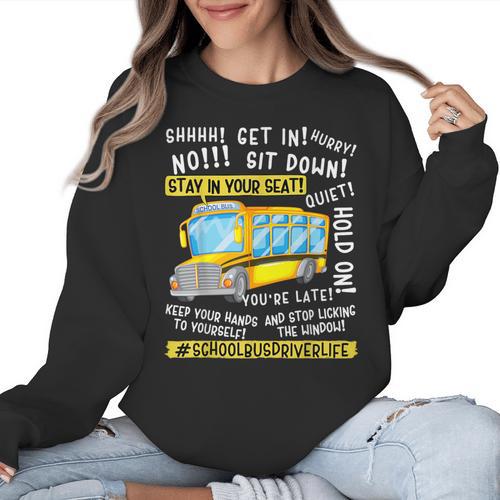 School Bus Driver Life Last Day Of School Teacher Kids Women Crewneck Sweatshirt - teacherstshirts.com CA