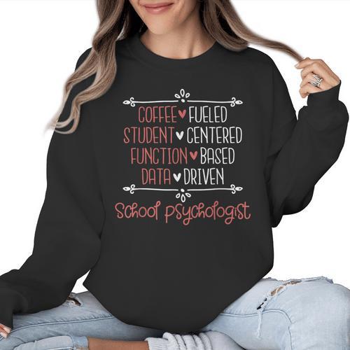School Psychologist Coffee Student Teacher Psychology Men Women Women Crewneck Sweatshirt - teacherstshirts.com AU