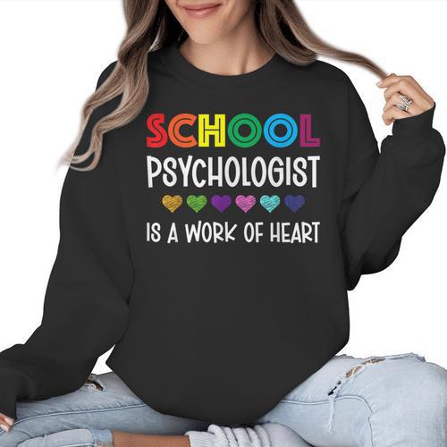 School Psychologist Is a Work Of Heart Teacher LSSP Doctor Women Crewneck Sweatshirt - teacherstshirts.com