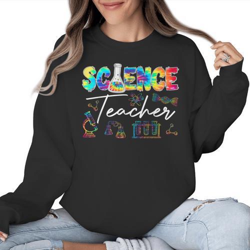 Science Teacher Tie Dye First Day Of School Back To School Men Women Girls Kids Women Crewneck Sweatshirt - teacherstshirts.com AU