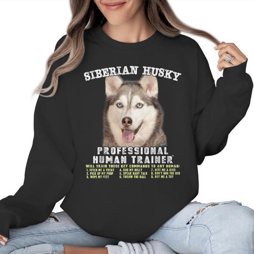 Siberian Husky Professional Human Trainer Women Crewneck Sweatshirt - Bostonterriersmerch.com