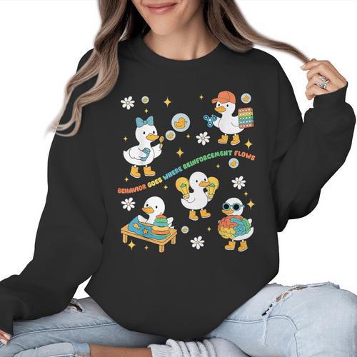 Silly Goose Behavior Analyst RBT ABA Therapy SPED Teacher Women Crewneck Sweatshirt - teacherstshirts.com AU